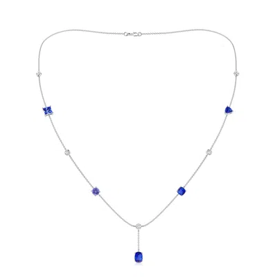 ANGARA MULTI-SHAPE TANZANITE SAGITTARIUS STATION LINEAR NECKLACE