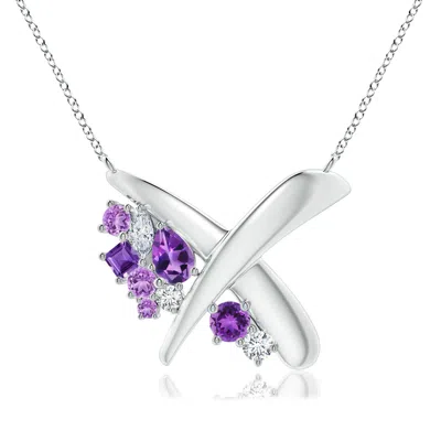 ANGARA MULTI-SHAPE WATERFALL AMETHYST & DIAMOND SUMI STROKE PENDANT