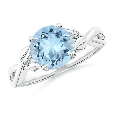 ANGARA NATURE INSPIRED AQUAMARINE CROSSOVER RING WITH LEAF MOTIFS