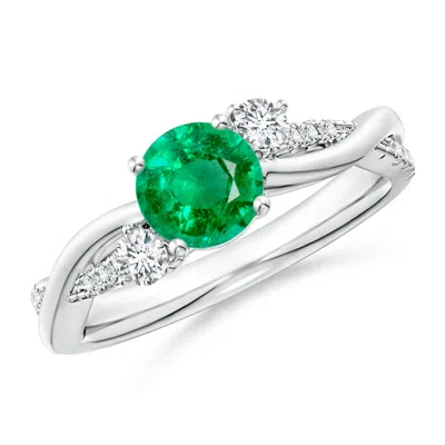 ANGARA NATURE INSPIRED EMERALD & DIAMOND TWISTED VINE ENGAGEMENT RING