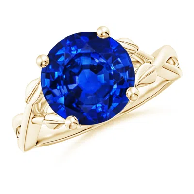 ANGARA NATURE INSPIRED LAB-GROWN BLUE SAPPHIRE CROSSOVER ENGAGEMENT RING WITH LEAF MOTIFS