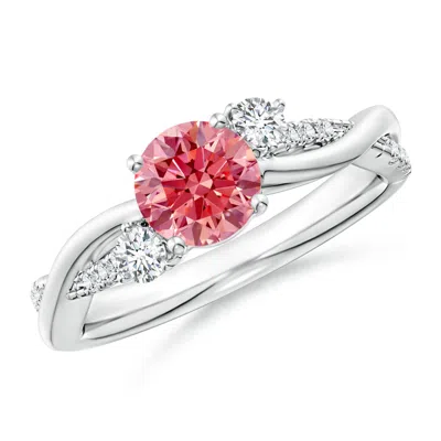 ANGARA NATURE INSPIRED LAB-GROWN FANCY INTENSE PINK & WHITE DIAMOND TWISTED VINE RING
