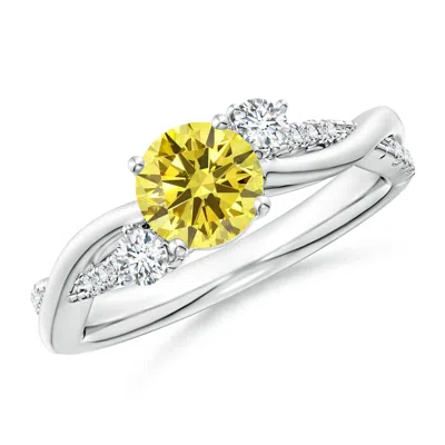 ANGARA NATURE INSPIRED LAB-GROWN FANCY INTENSE YELLOW & WHITE DIAMOND TWISTED VINE RING