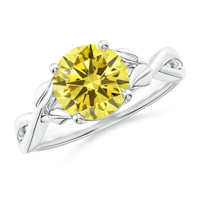 ANGARA NATURE INSPIRED LAB-GROWN FANCY INTENSE YELLOW DIAMOND CROSSOVER RING WITH LEAF MOTIFS