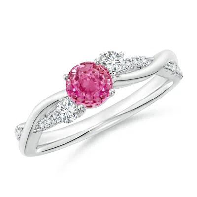 ANGARA NATURE INSPIRED PINK SAPPHIRE & DIAMOND TWISTED VINE RING