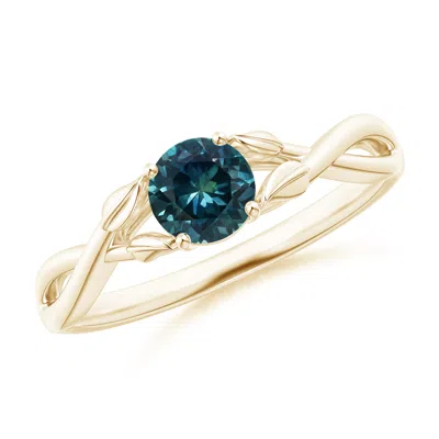 ANGARA NATURE INSPIRED TEAL MONTANA SAPPHIRE RING WITH LEAF MOTIFS