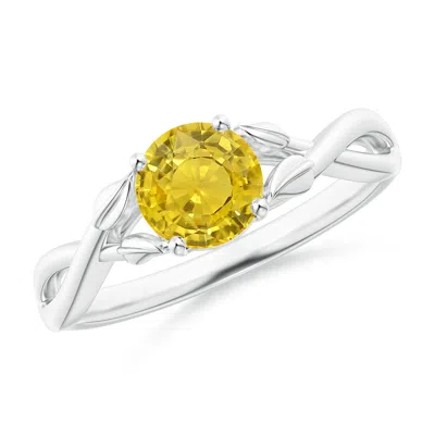ANGARA NATURE INSPIRED YELLOW SAPPHIRE RING WITH LEAF MOTIFS
