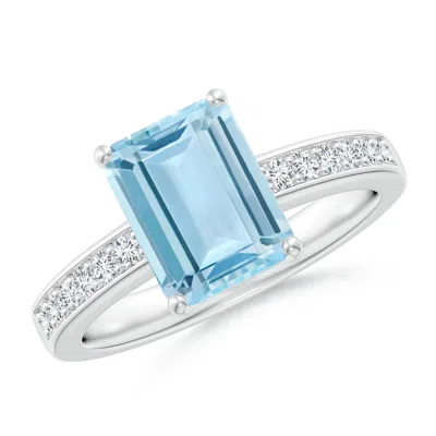 ANGARA OCTAGONAL AQUAMARINE ENGAGEMENT RING WITH DIAMONDS