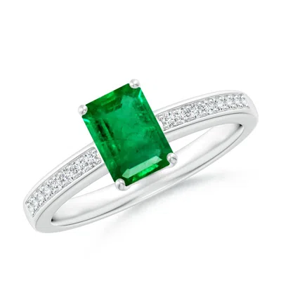 ANGARA OCTAGONAL EMERALD COCKTAIL RING WITH DIAMONDS