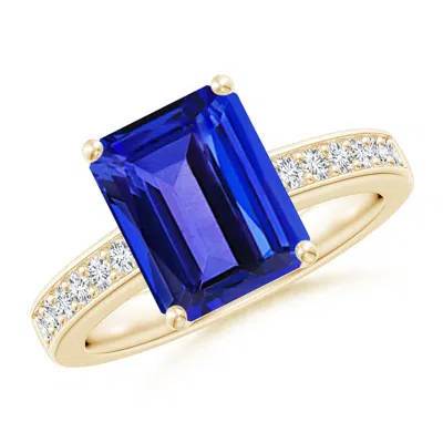 ANGARA OCTAGONAL TANZANITE COCKTAIL RING WITH DIAMONDS