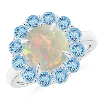 ANGARA OPAL & AQUAMARINE FLORAL HALO COCKTAIL RING