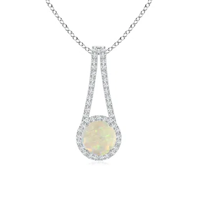 ANGARA OPAL AND DIAMOND HALO INVERTED V-BALE PENDANT