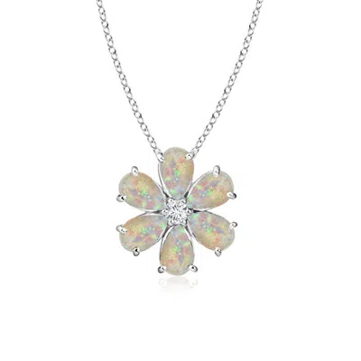 ANGARA OPAL FLOWER CLUSTER PENDANT WITH DIAMOND