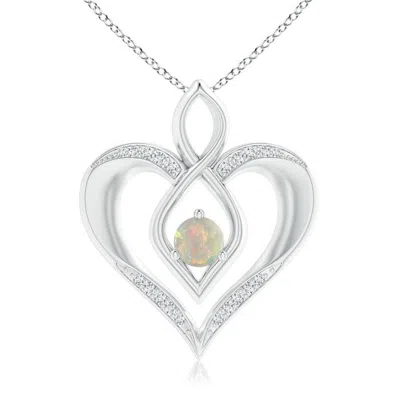 ANGARA OPAL INFINITY HEART PENDANT WITH DIAMOND ACCENTS