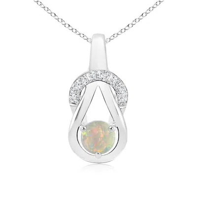 ANGARA OPAL INFINITY KNOT PENDANT WITH DIAMONDS