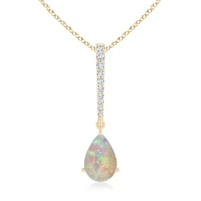 ANGARA OPAL SOLITAIRE LONG DROP PENDANT WITH DIAMOND STUDDED BALE