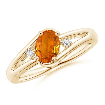 ANGARA ORANGE SAPPHIRE AND DIAMOND SPLIT SHANK RING