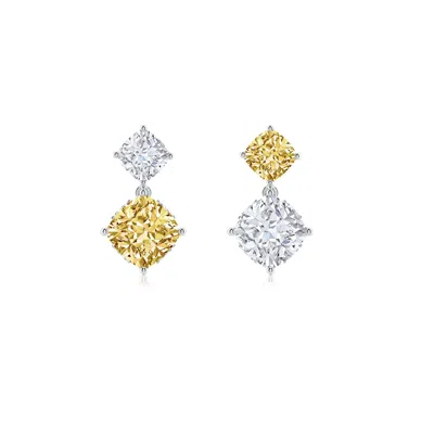 ANGARA ORIENT EXPRESS LAB-GROWN YELLOW & WHITE DIAMOND TWO-STONE EARRINGS