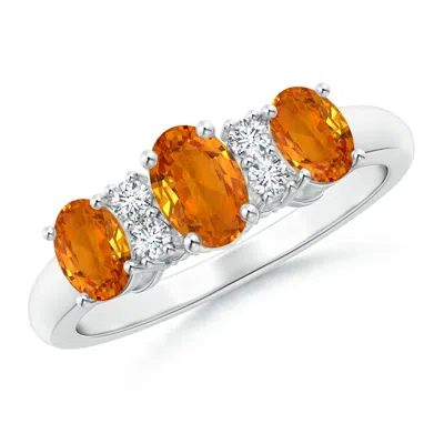 ANGARA OVAL 3 STONE ORANGE SAPPHIRE ENGAGEMENT RING WITH DIAMONDS