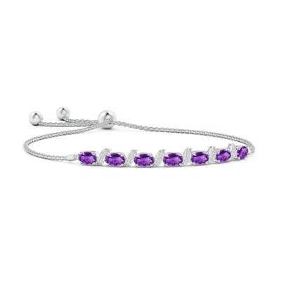 ANGARA OVAL AMETHYST BOLO BRACELET WITH PAVE-SET DIAMONDS