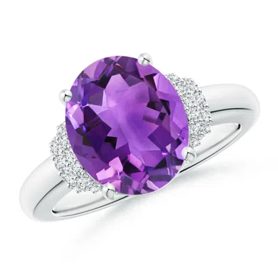 ANGARA OVAL AMETHYST COCKTAIL RING WITH DIAMOND ACCENTS