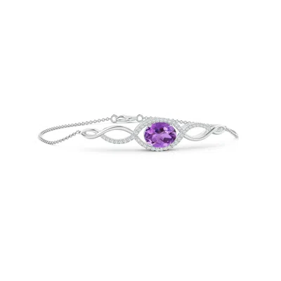 ANGARA OVAL AMETHYST TWISTED CHAIN BRACELET WITH DIAMONDS