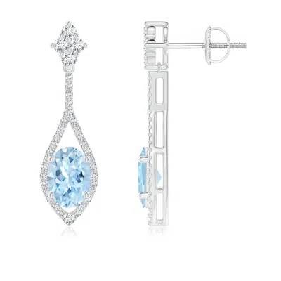 ANGARA OVAL AQUAMARINE DROP EARRINGS WITH DIAMOND ACCENTS