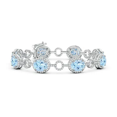 ANGARA OVAL AQUAMARINE HALO OPEN CIRCLE LINK BRACELET