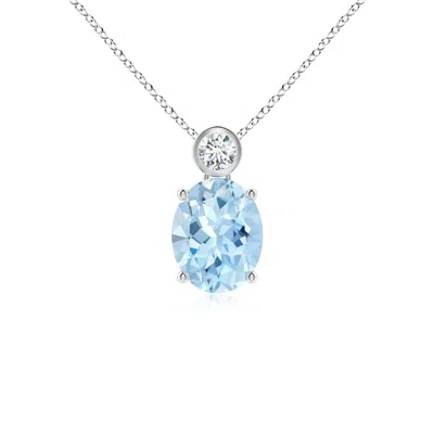 ANGARA OVAL AQUAMARINE PENDANT WITH BEZEL-SET DIAMOND