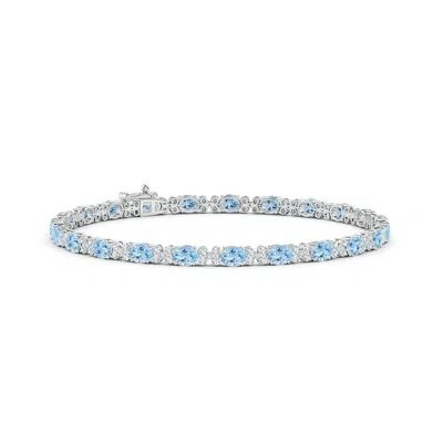 ANGARA OVAL AQUAMARINE TENNIS BRACELET WITH DIAMONDS