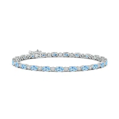 ANGARA OVAL AQUAMARINE TENNIS BRACELET WITH GYPSY DIAMONDS