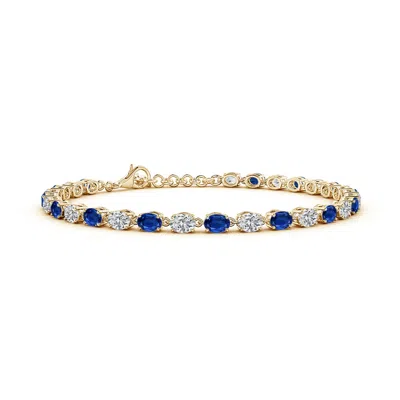 ANGARA OVAL BLUE SAPPHIRE AND DIAMOND TENNIS LINK BRACELET