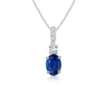 ANGARA OVAL BLUE SAPPHIRE PENDANT WITH DIAMOND BALE