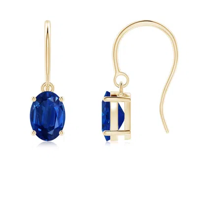 ANGARA OVAL BLUE SAPPHIRE SOLITAIRE DROP EARRINGS