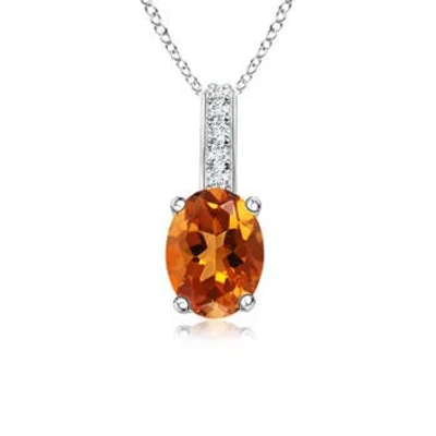 ANGARA OVAL CITRINE SOLITAIRE PENDANT WITH DIAMOND BALE