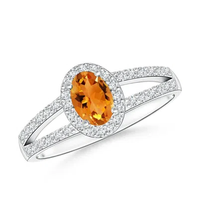 ANGARA OVAL CITRINE SPLIT SHANK HALO RING