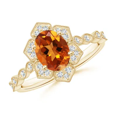 ANGARA OVAL CITRINE TRILLIUM FLORAL SHANK RING