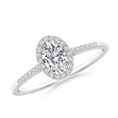 ANGARA OVAL DIAMOND HALO RING WITH ACCENTS