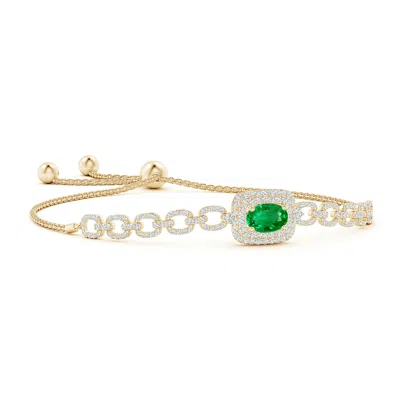 ANGARA OVAL EMERALD AND DIAMOND CHAIN LINK BOLO BRACELET