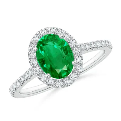 ANGARA OVAL EMERALD HALO RING WITH DIAMOND ACCENTS