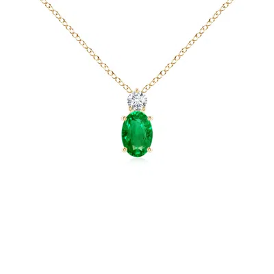 ANGARA OVAL EMERALD SOLITAIRE PENDANT WITH DIAMOND