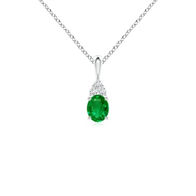 ANGARA OVAL EMERALD SOLITAIRE PENDANT WITH TRIO DIAMOND