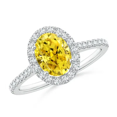 ANGARA OVAL FANCY INTENSE YELLOW DIAMOND HALO RING