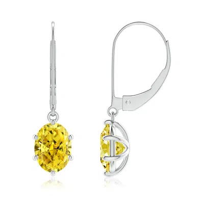 ANGARA OVAL FANCY INTENSE YELLOW DIAMOND LEVERBACK DROP EARRINGS