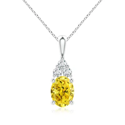 ANGARA OVAL FANCY INTENSE YELLOW DIAMOND SOLITAIRE PENDANT WITH TRIO ACCENTS