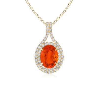 ANGARA OVAL FIRE OPAL DOUBLE HALO LOOP PENDANT