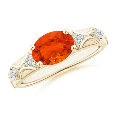 ANGARA OVAL FIRE OPAL VINTAGE STYLE RING WITH DIAMOND ACCENTS