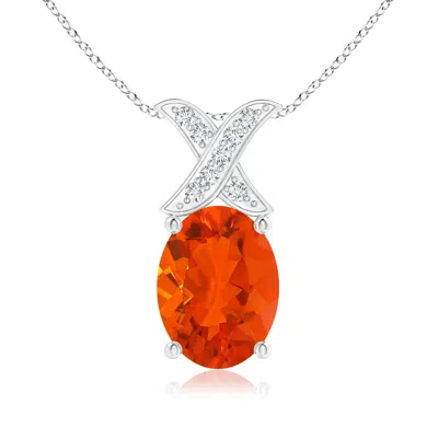 ANGARA OVAL FIRE OPAL XO PENDANT WITH DIAMONDS