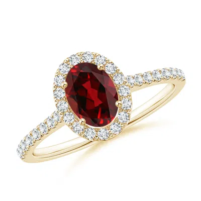 ANGARA OVAL GARNET HALO RING WITH DIAMOND ACCENTS