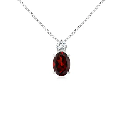 ANGARA OVAL GARNET SOLITAIRE PENDANT WITH DIAMOND